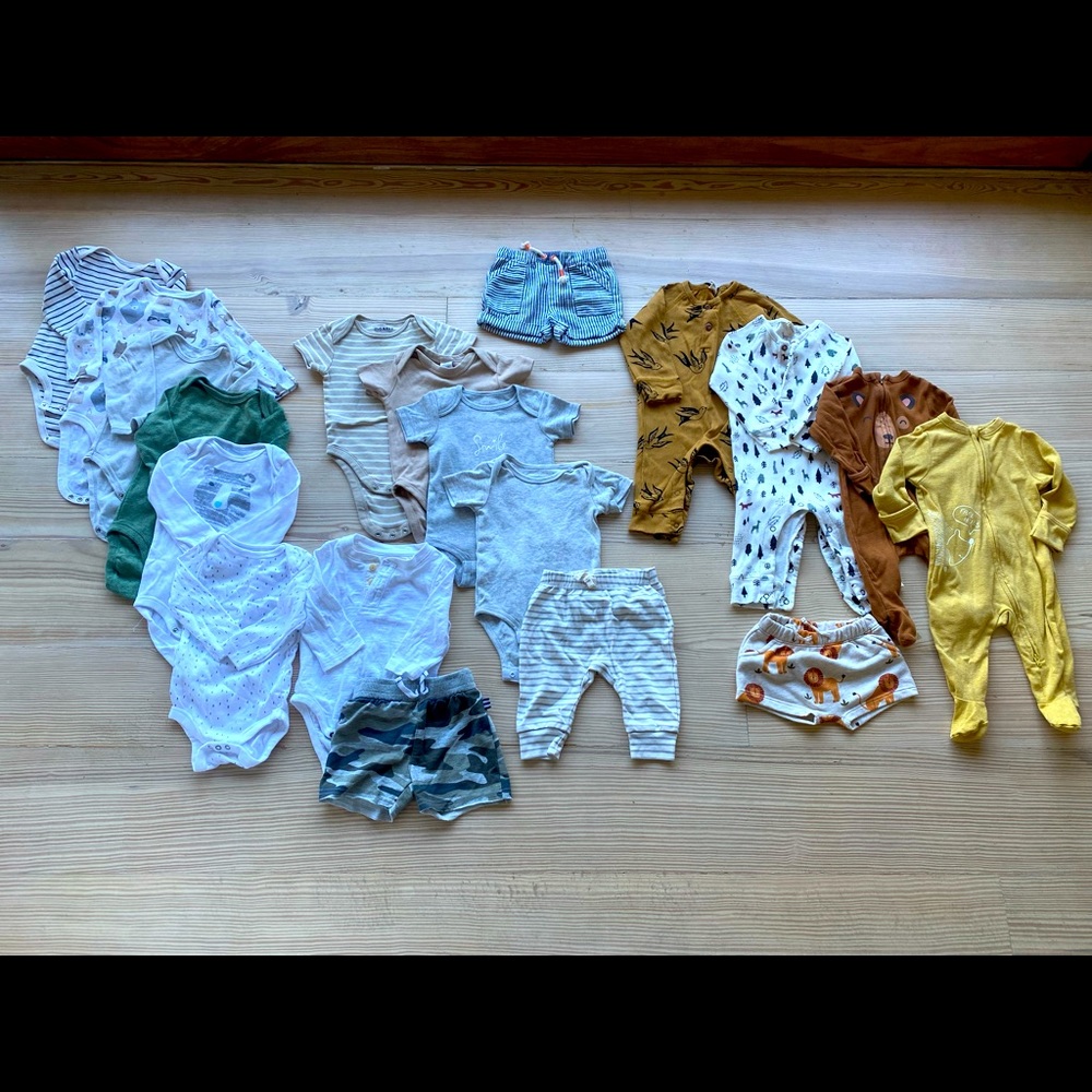 Woodland themed baby boy clothing bundle 0-6 months